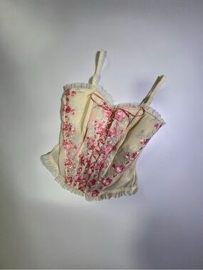 y2k floral embroidered bustier top